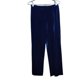 Vintage Essentials petites velvet royal blue wide leg pants size medium